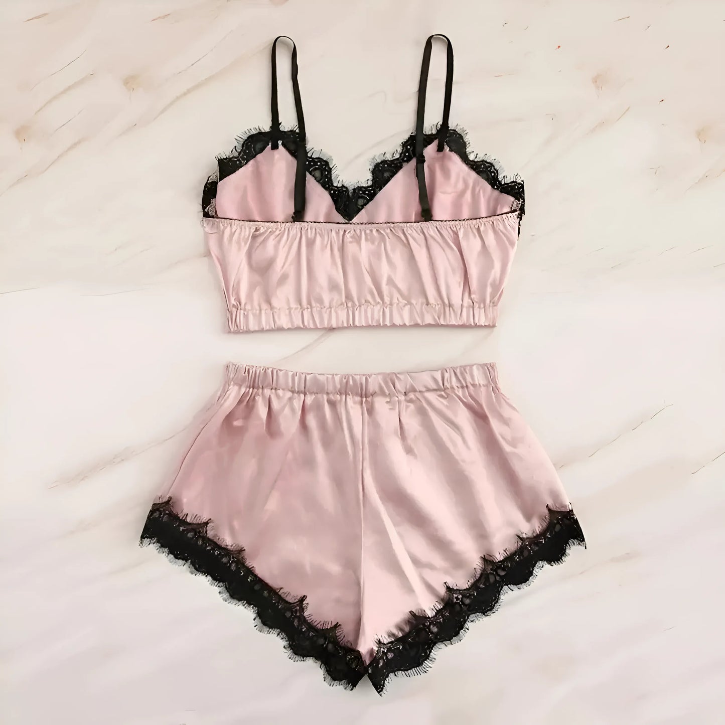 Lace Two-Piece Pyjama Set with Short Top