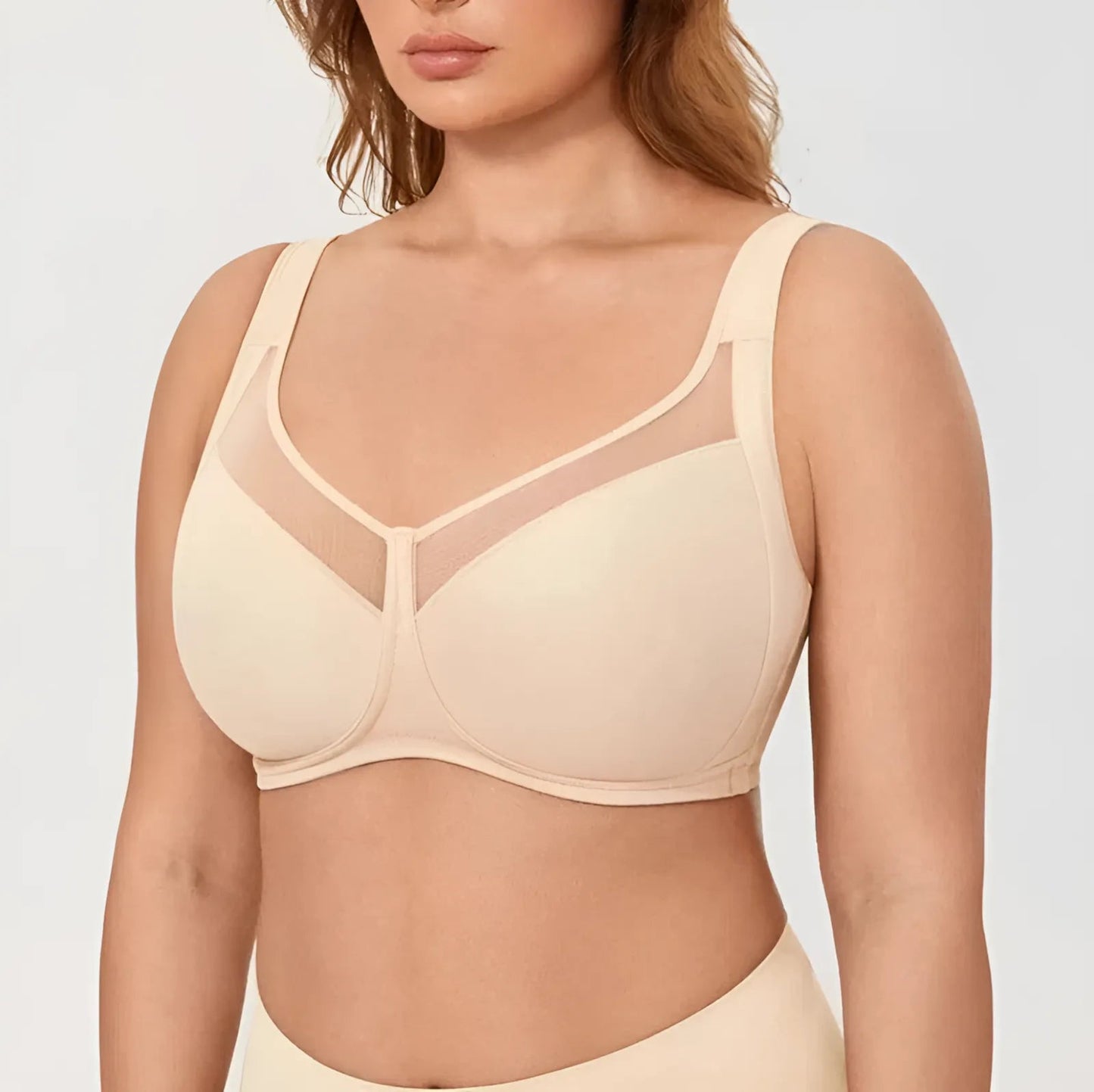 Large Size Sports Bra with Mesh Panel