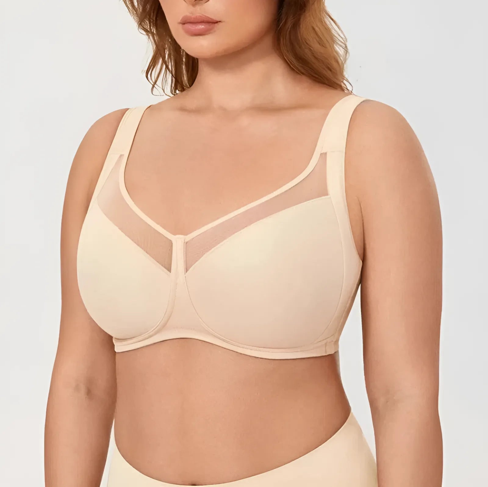 Large Size Sports Bra with Mesh Panel