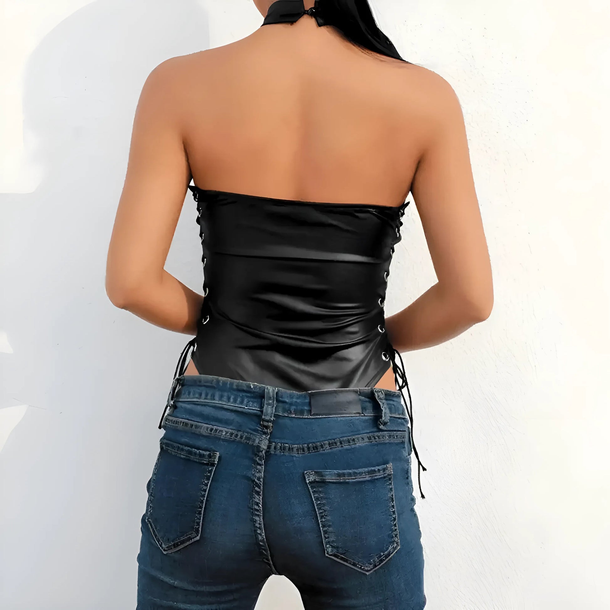 Leather Side-Tie Bodysuit