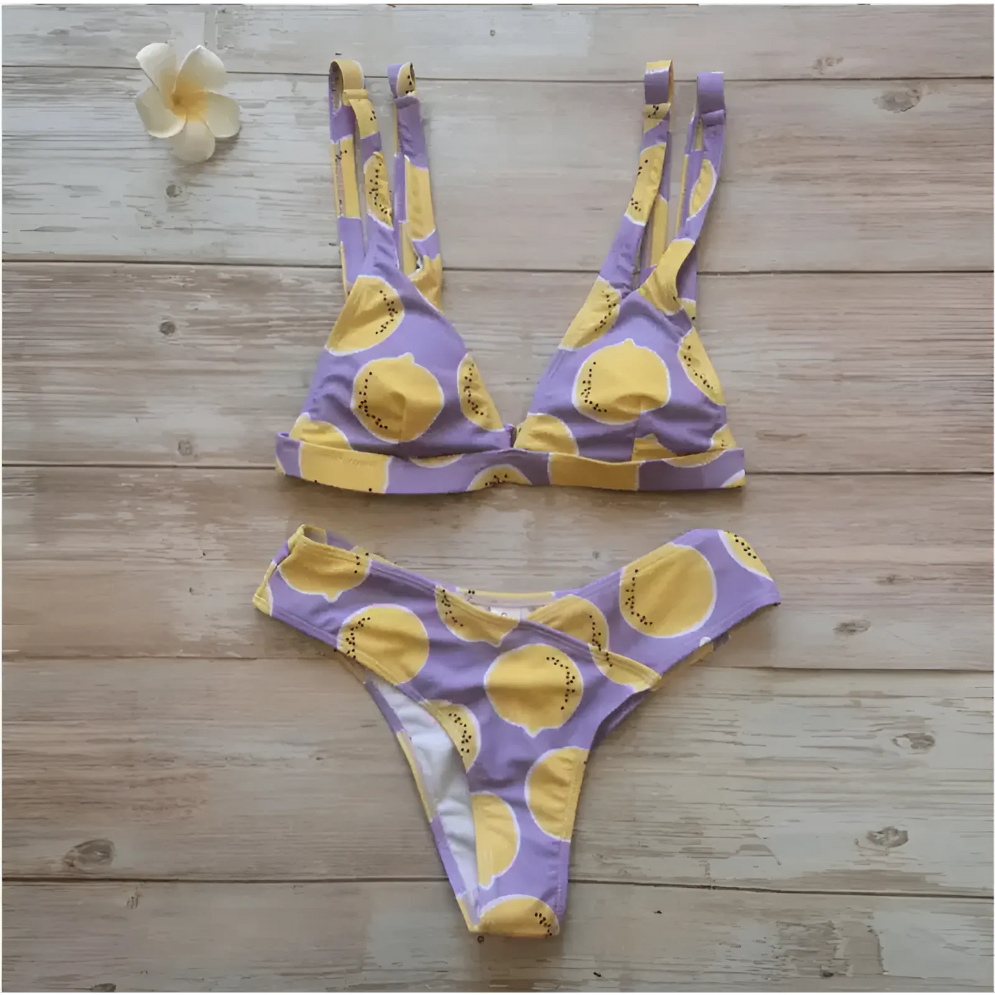 Lemon Print Two-Piece Swimsuit