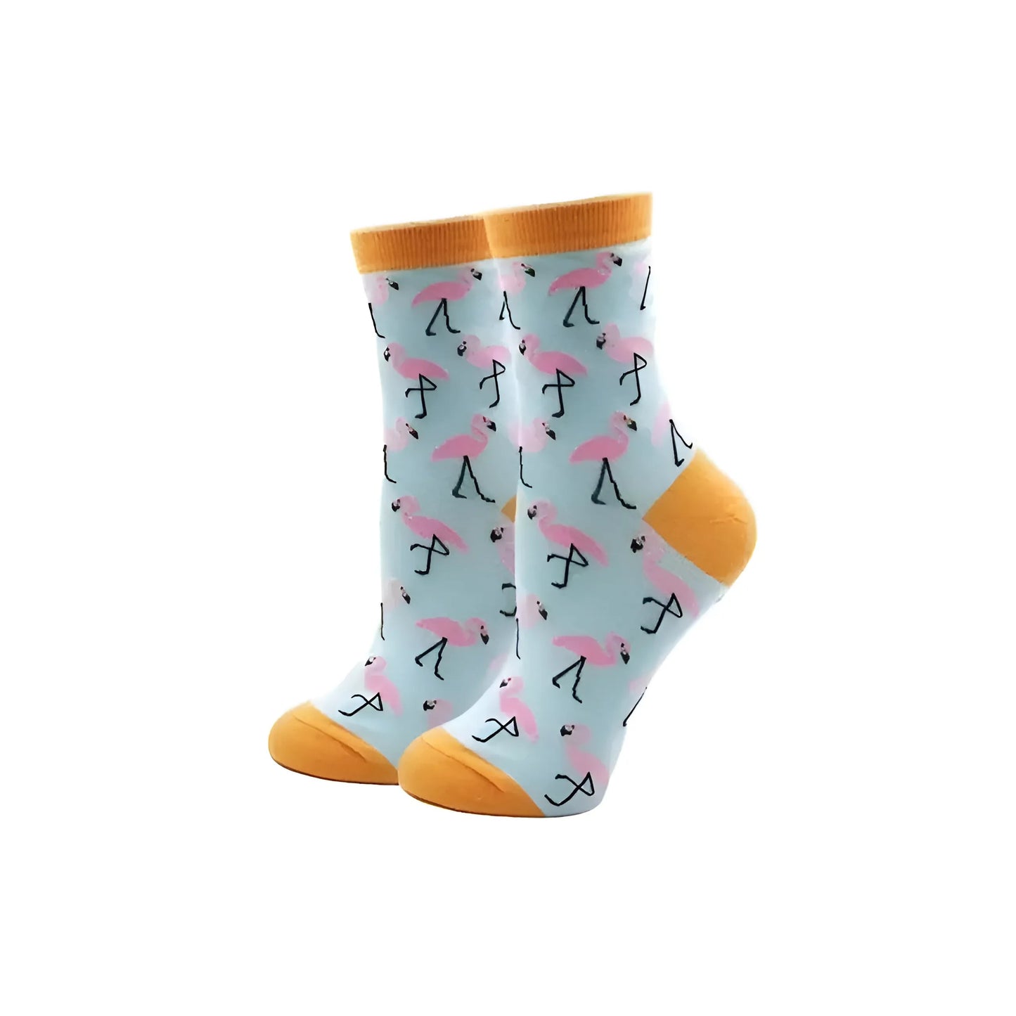 Light Blue Long Socks with Colourful Prints