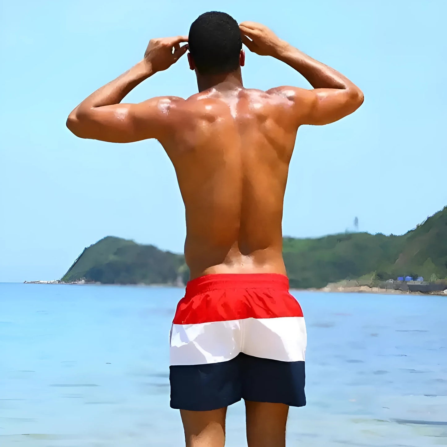 Men's Swim Shorts in Wide Stripes