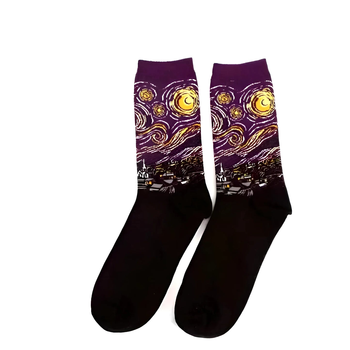 Multicoloured Long Socks with Artistic Designs
