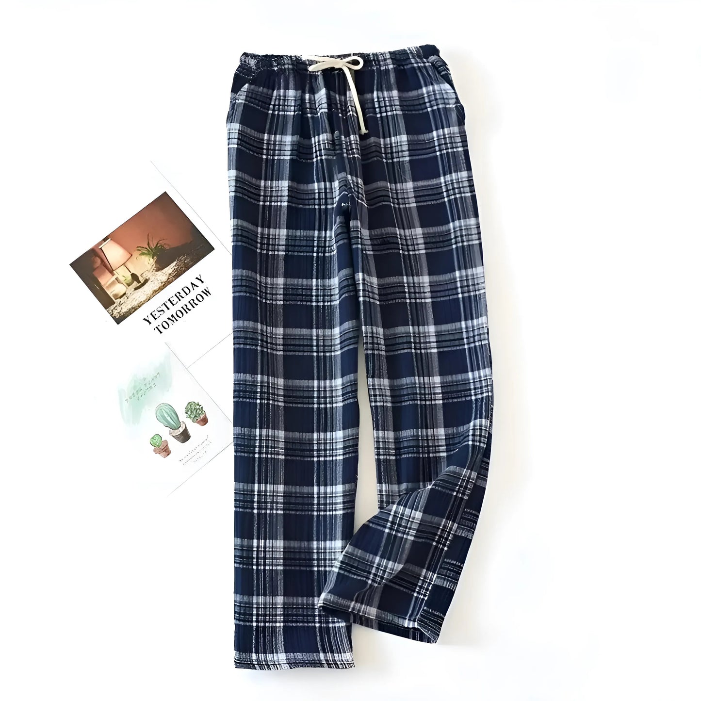 Navy Checked Pyjama Trousers