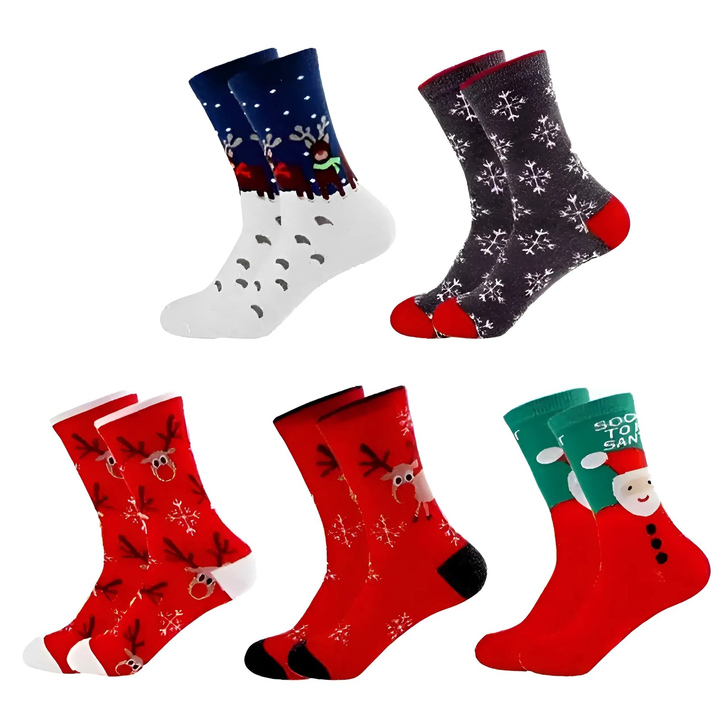 Navy Christmas Socks - Pack of 5