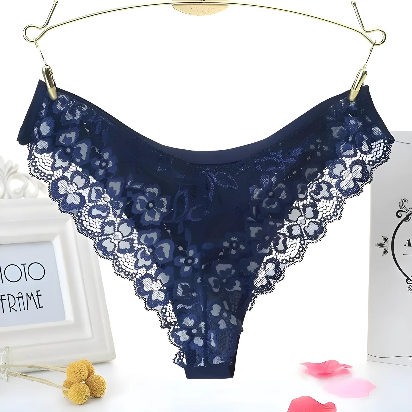 Navy Lace-Back Knickers