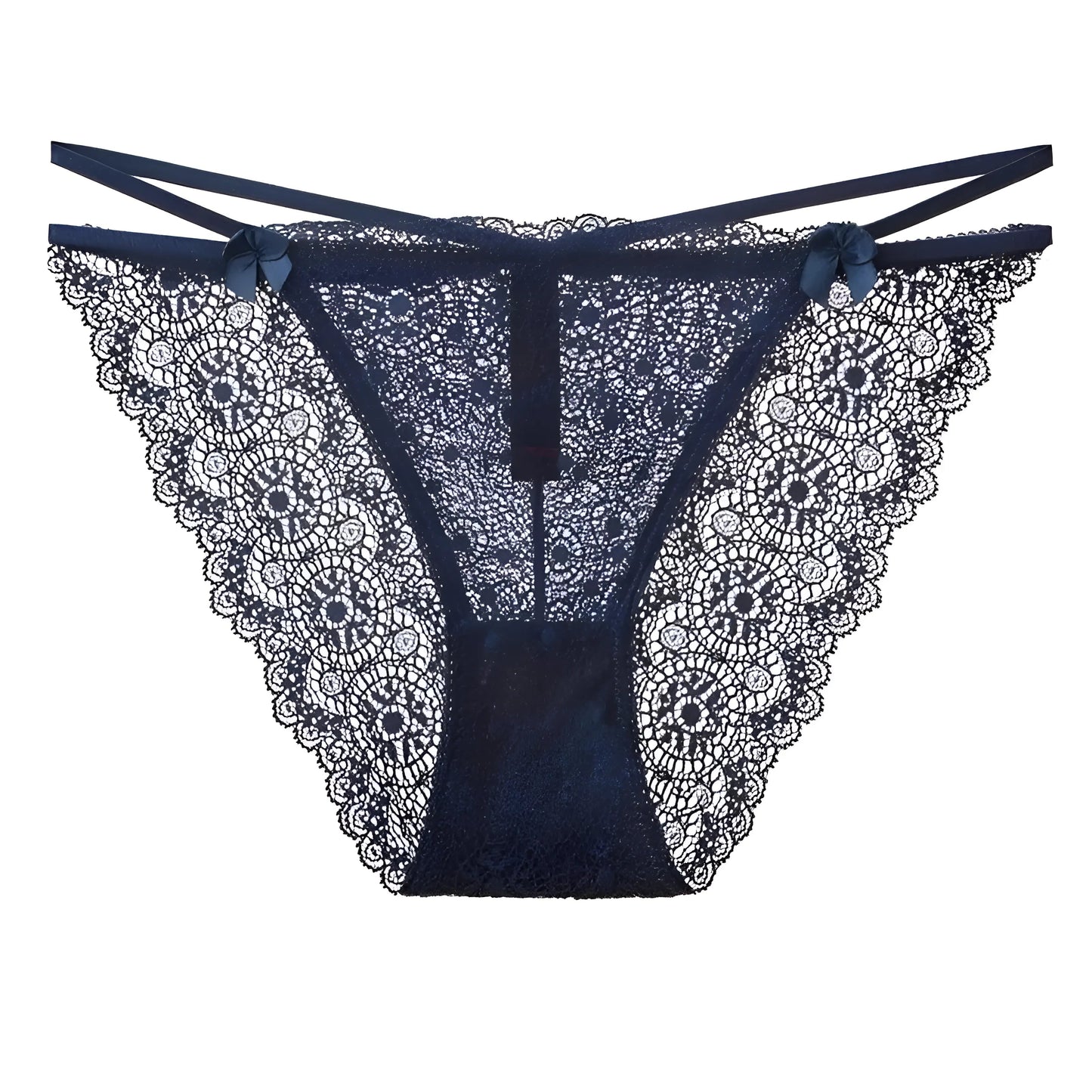 Navy Lace Briefs with Straps
