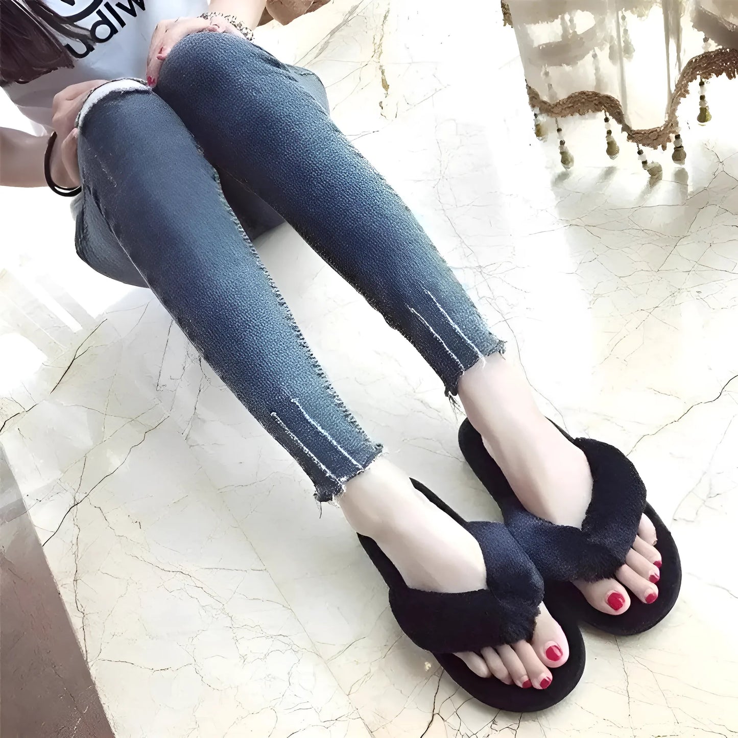 Navy Women's Flip-Flop Slippers