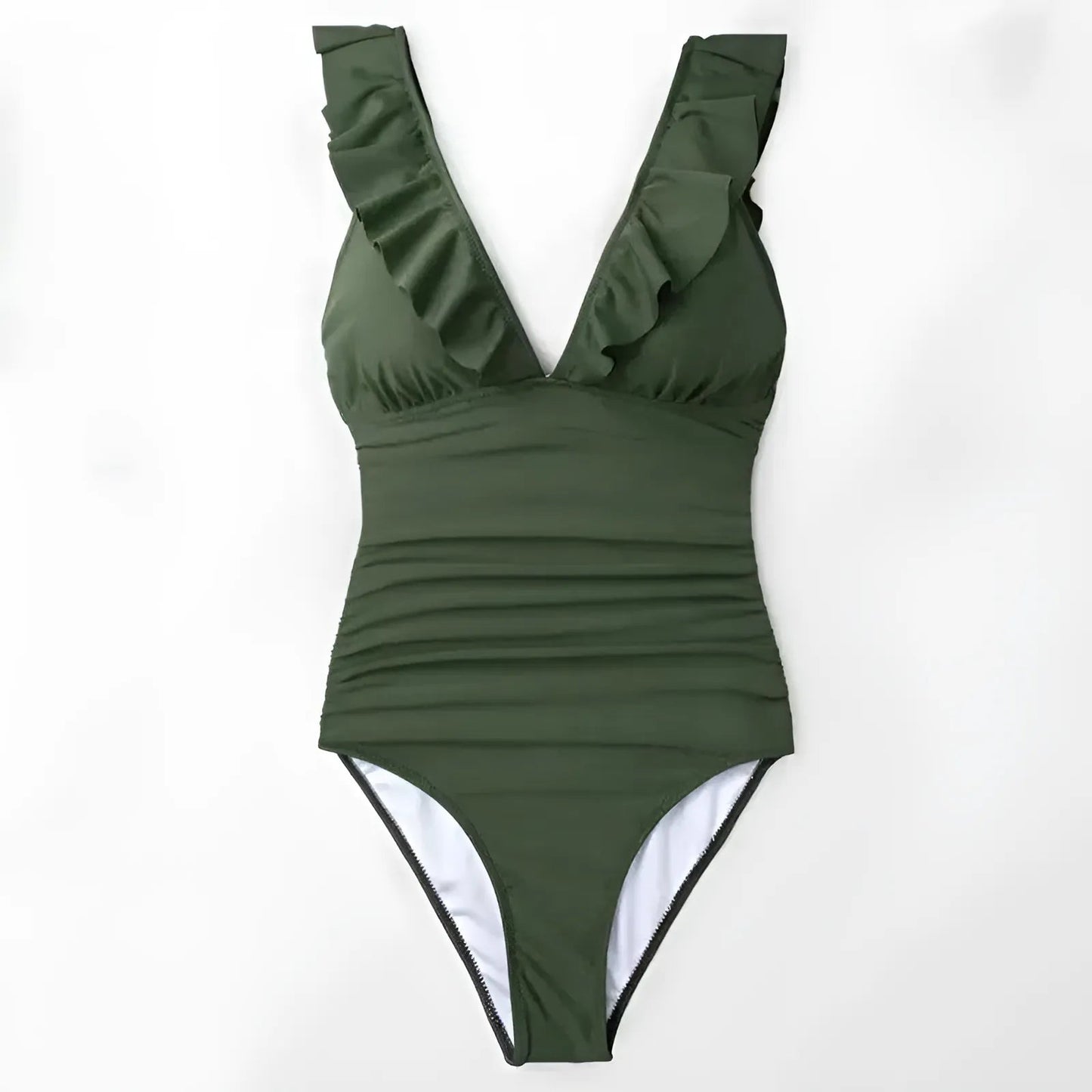 One-Piece Swimsuit Monokini with Ruffles