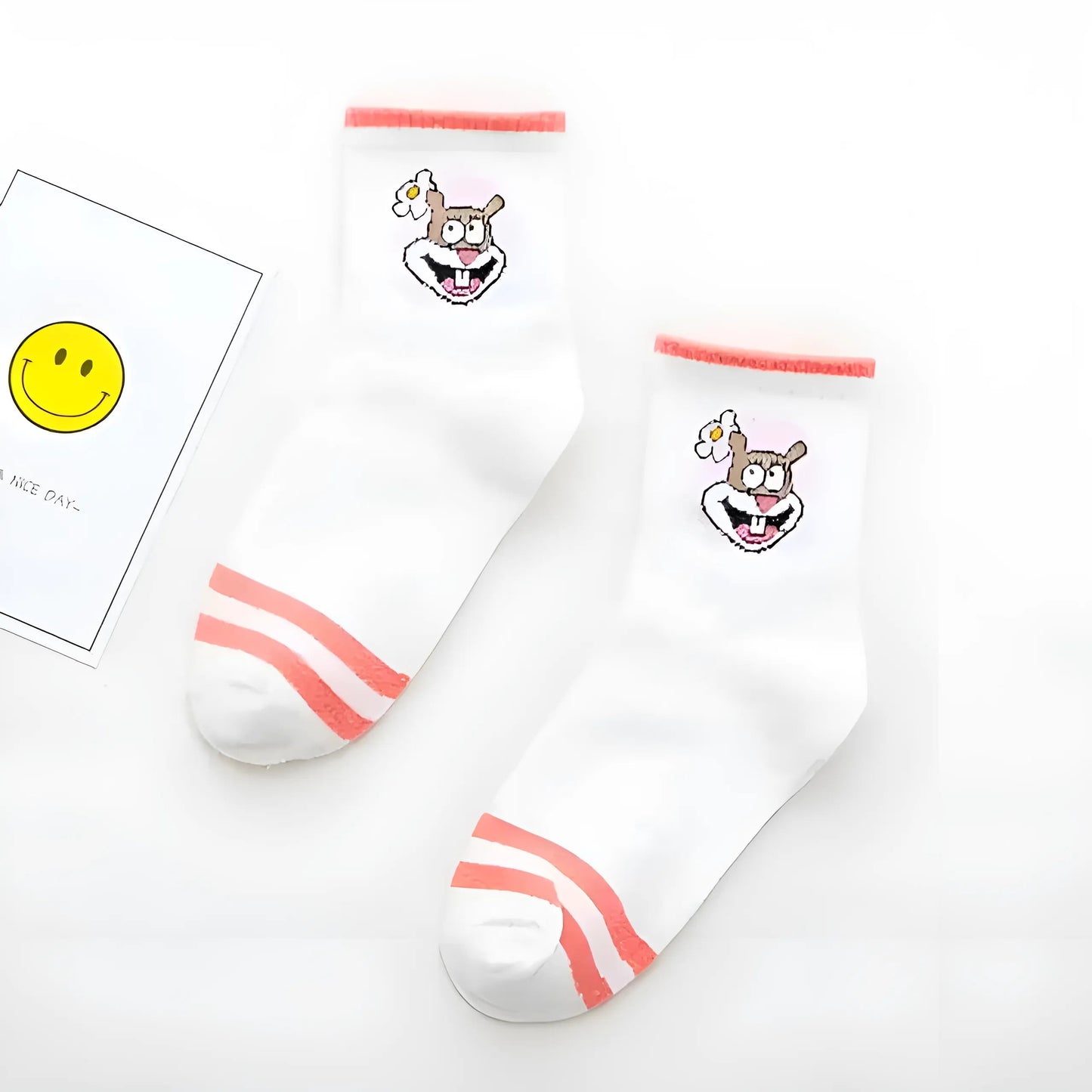 Orange SpongeBob SquarePants Ankle Socks with Cartoon Characters