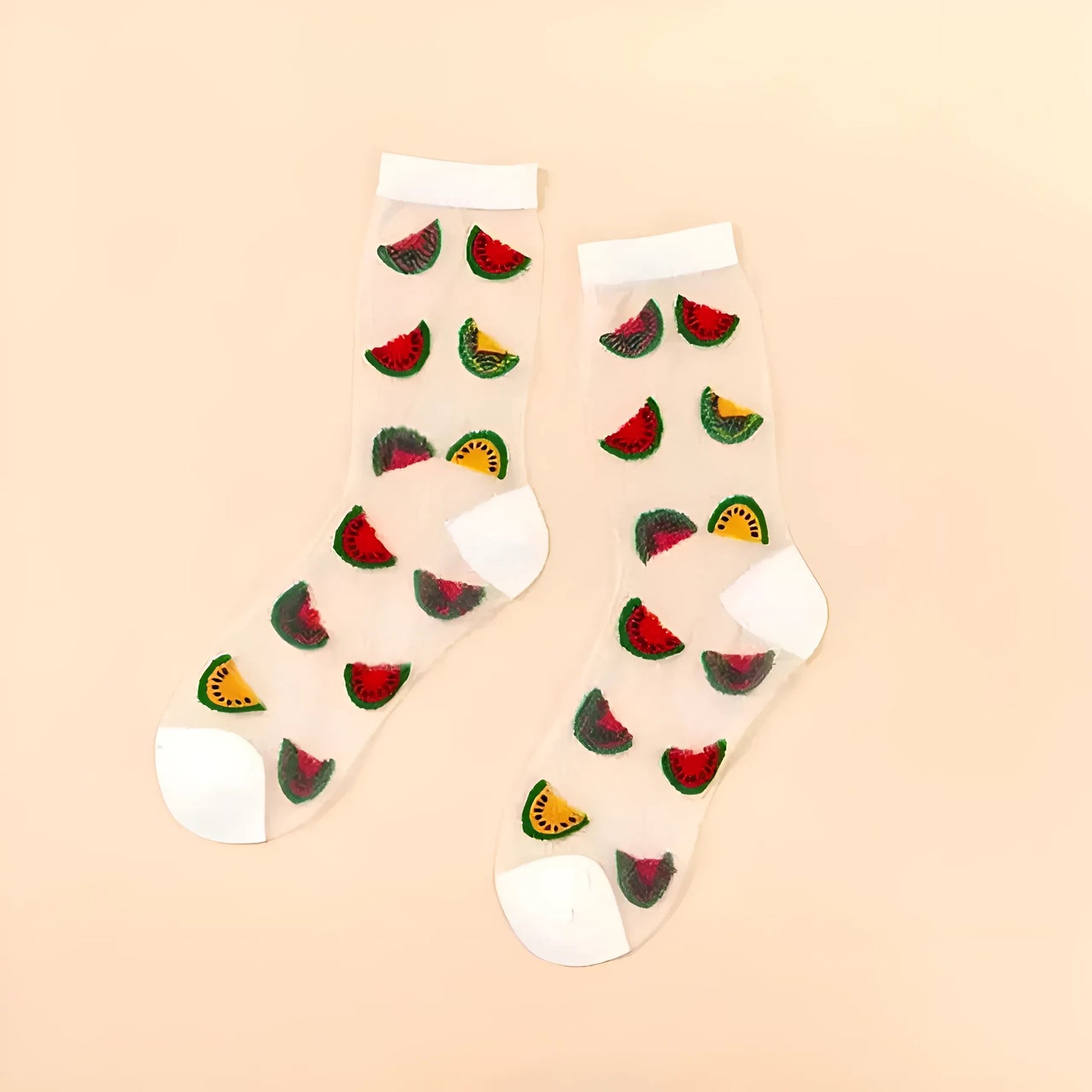 Pattern 2 Long Transparent Fruit Socks