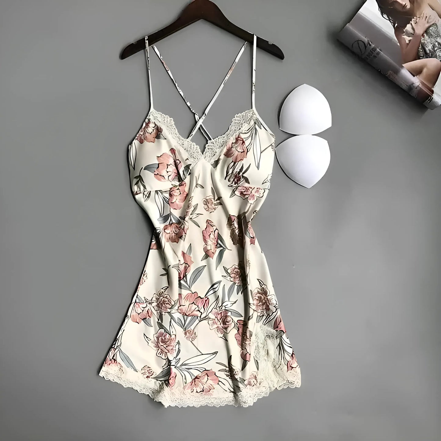 Peach Floral Print Nightdress