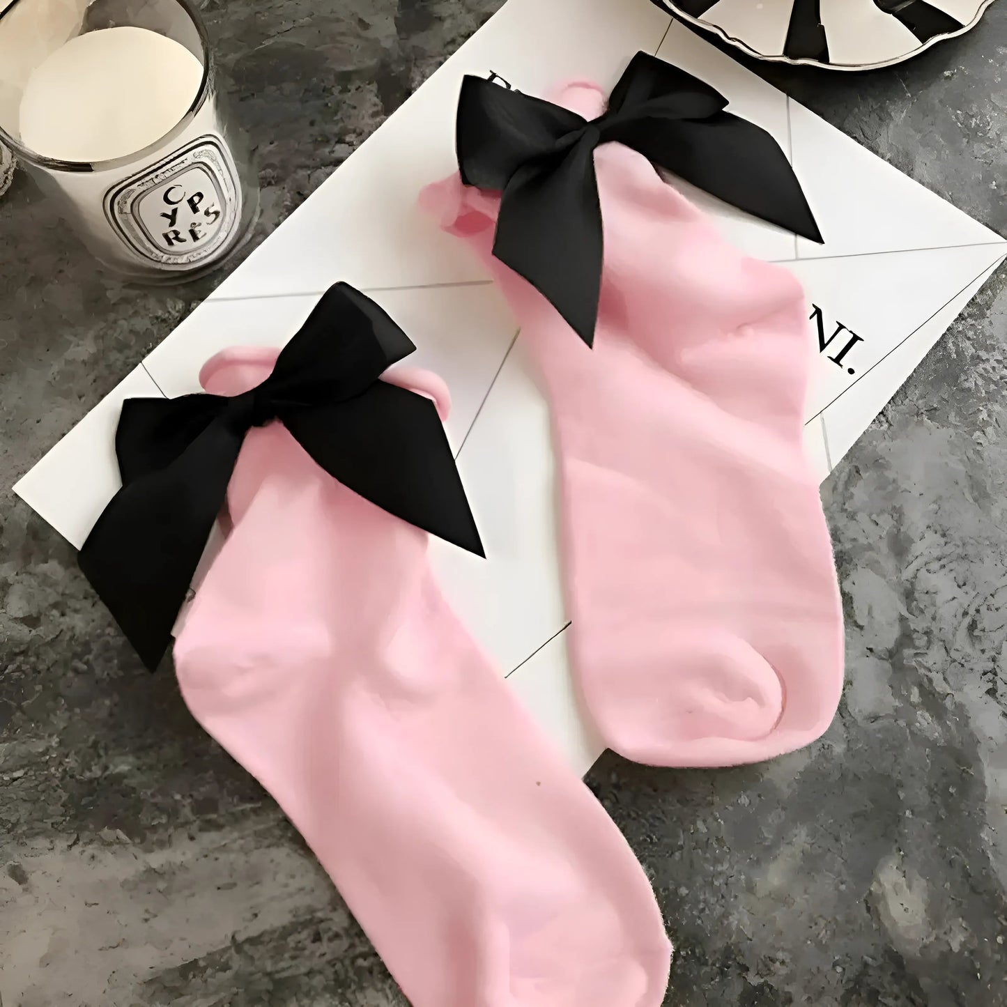Pink Ankle Socks with Decorative Bow