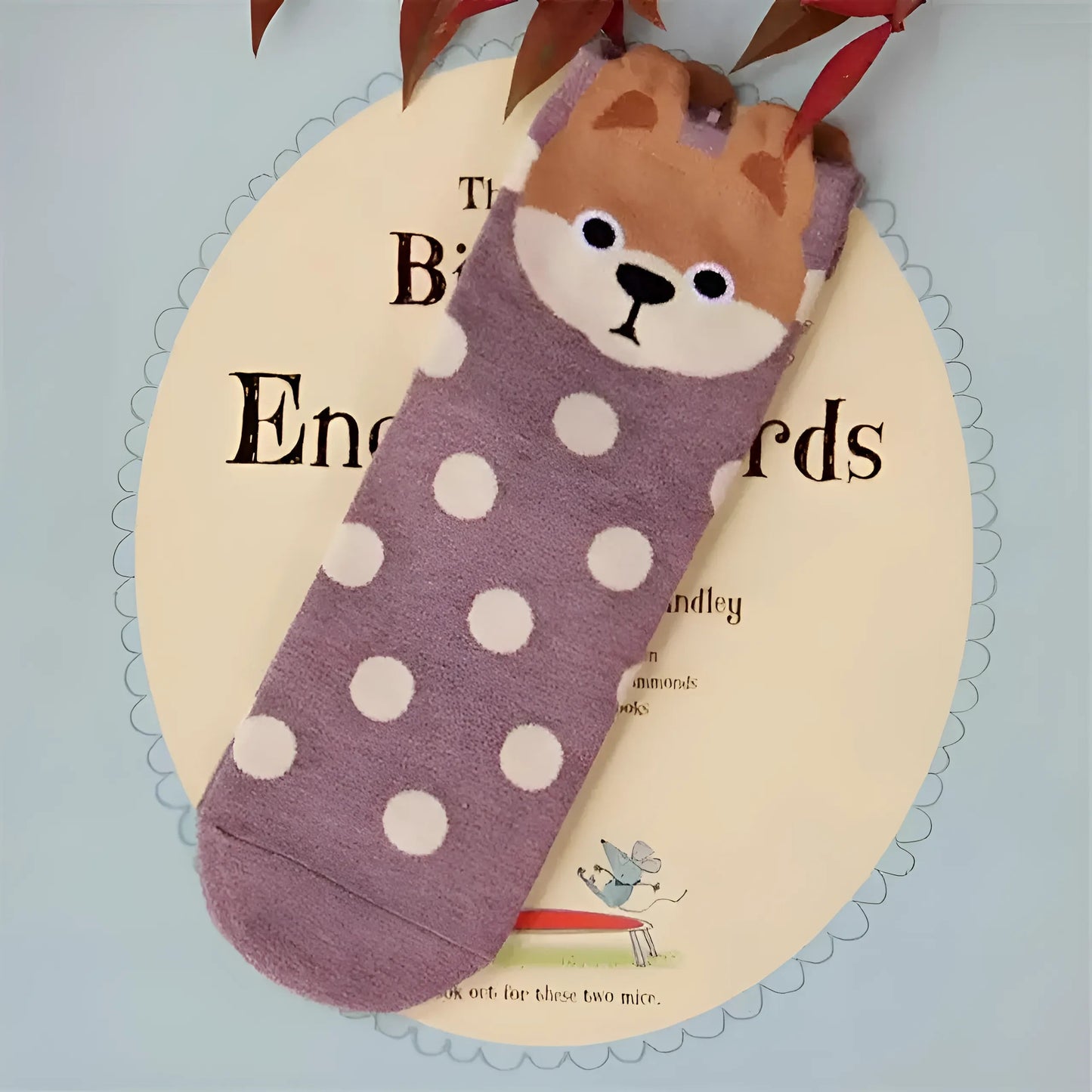 Pink Ankle Socks with Dog Prints
