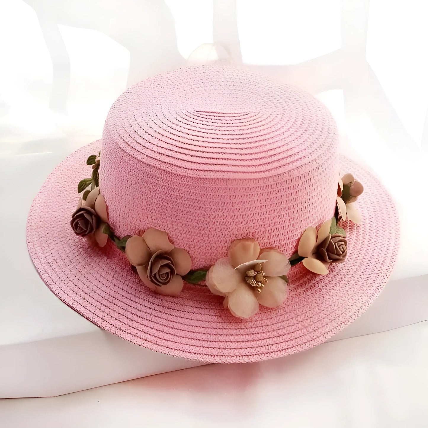 Pink Floral Beach Hat