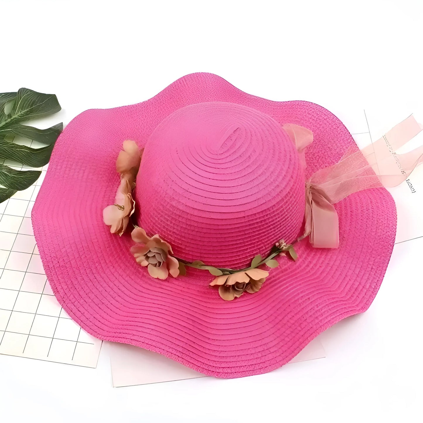 Pink Floral Beach Hat