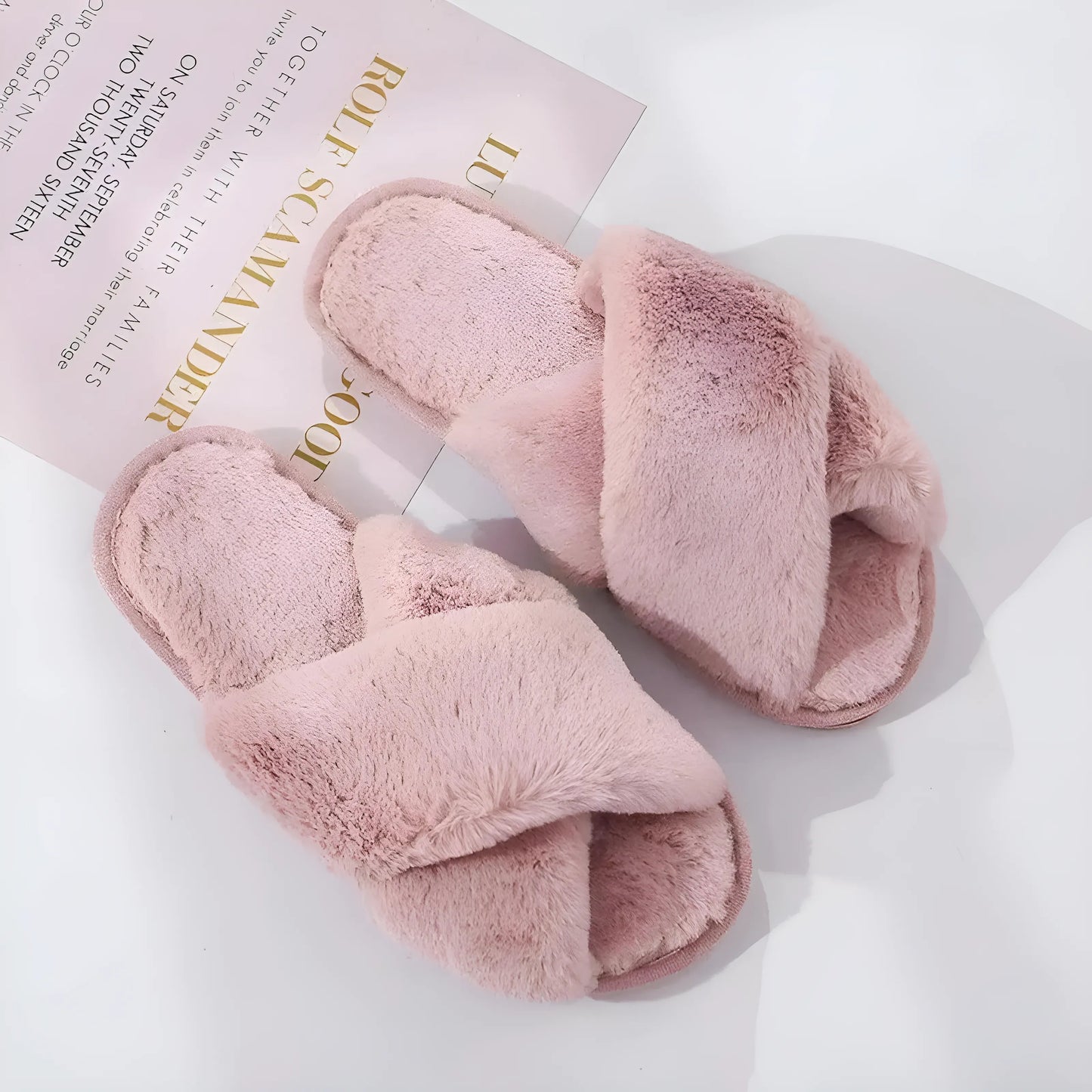 Pink Fluffy Women's Slippers