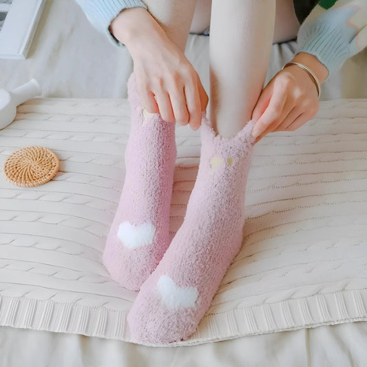 Pink Fluffy Women's Socks