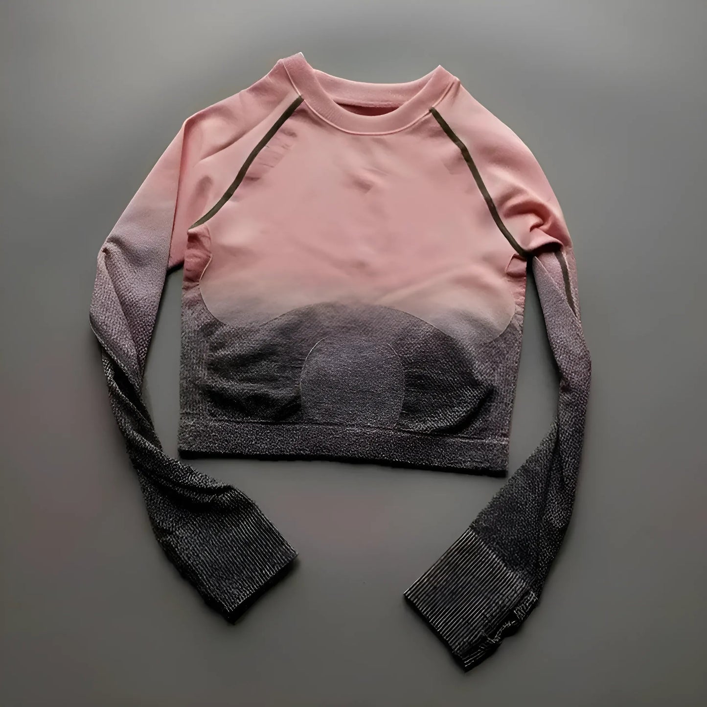 Pink-Grey Ombre Long Sleeve Sports Top
