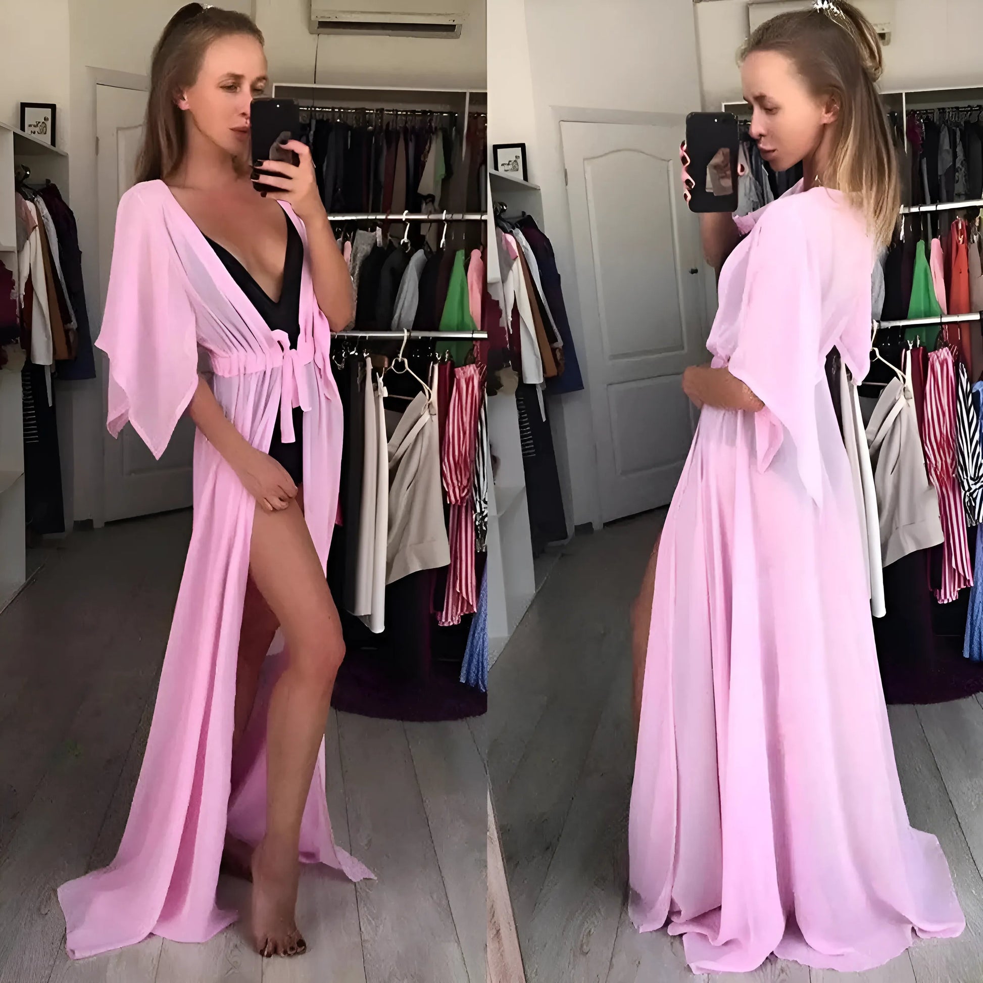 Pink Long Beach Kimono