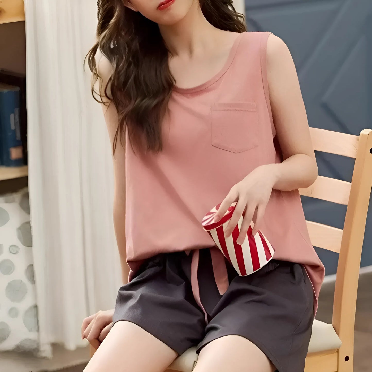 Pink Sleeveless Women's Pyjama Set