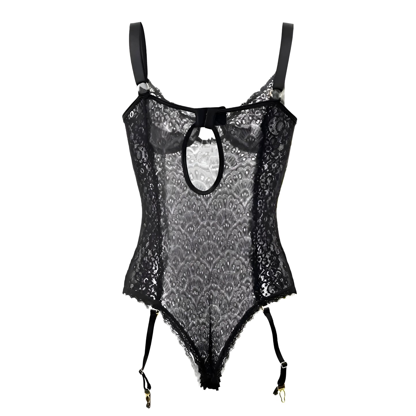 Plus Size Lace Bodysuit with Waist Strap