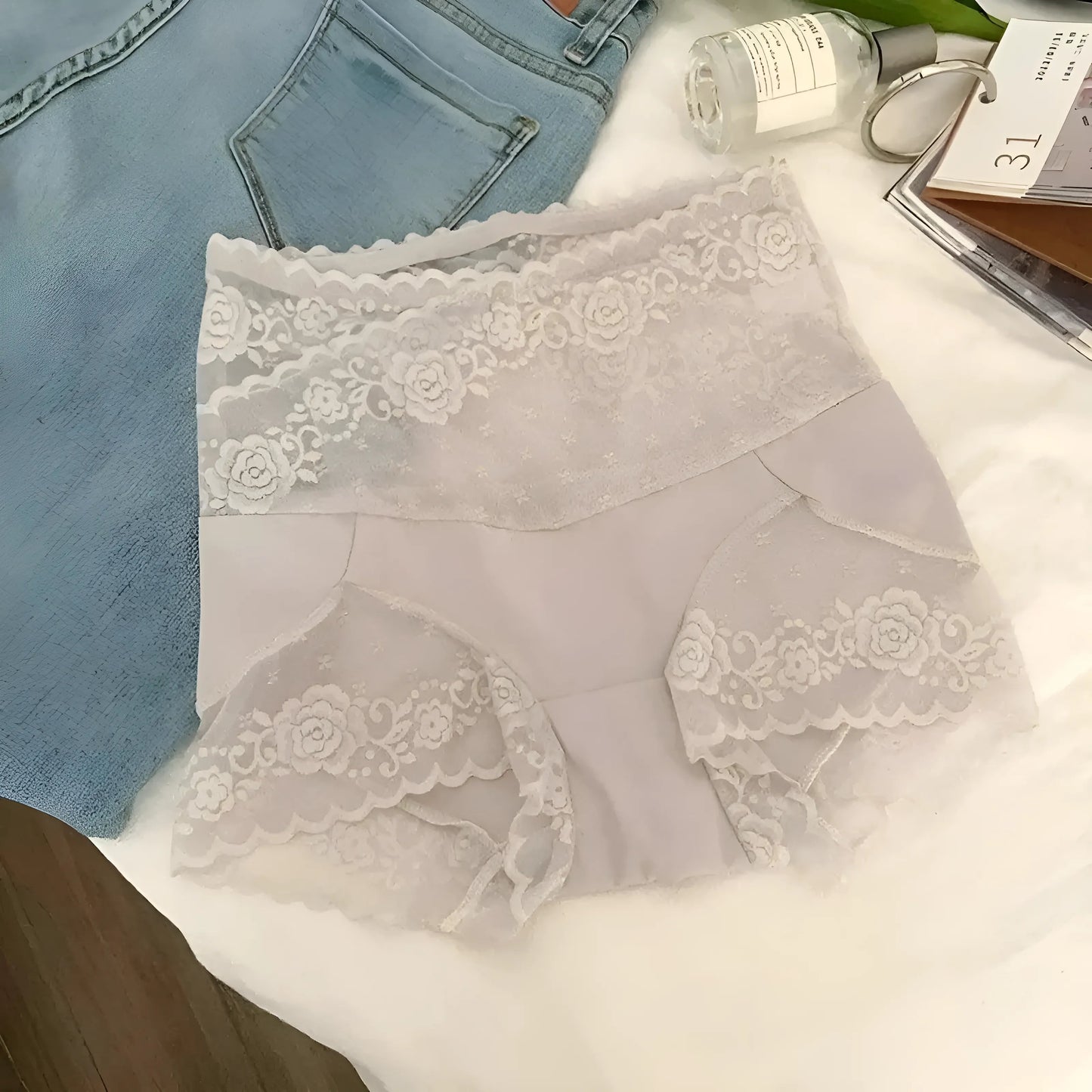 Purple Lace High-Waisted Knickers