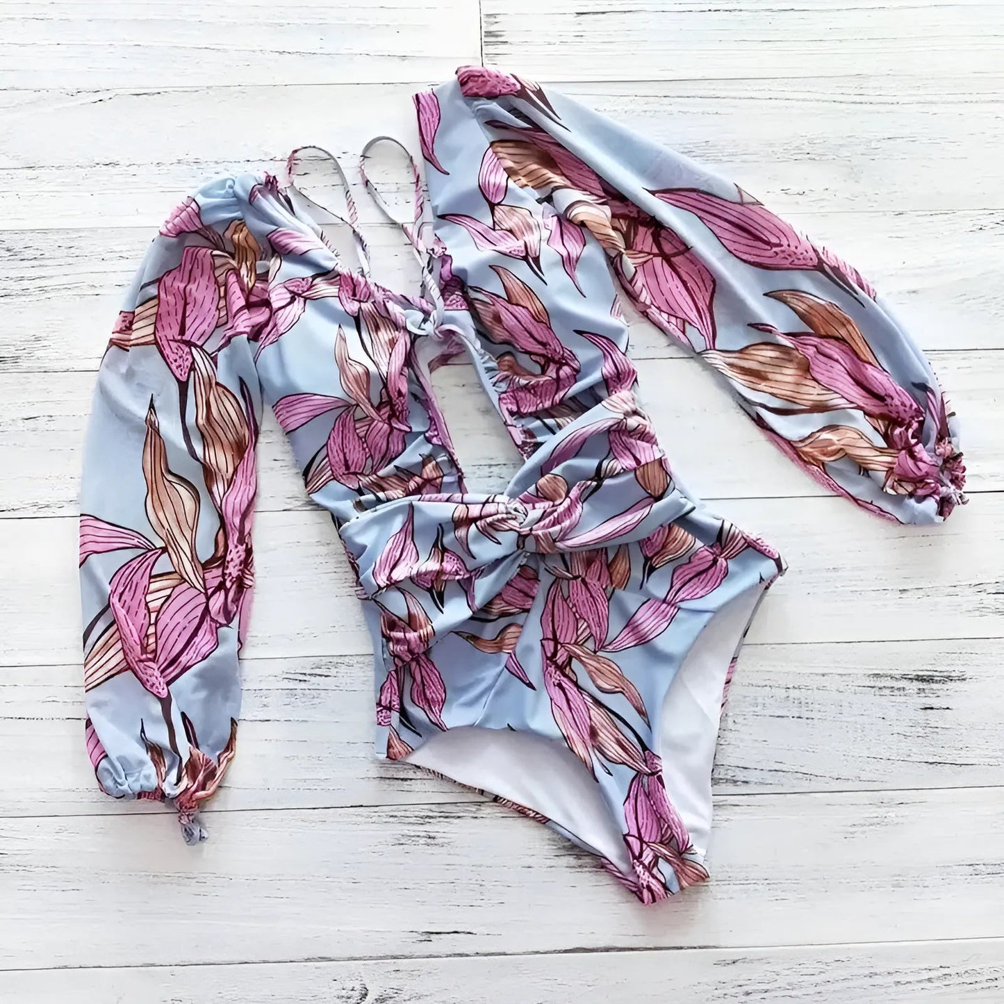 Purple Long Sleeve One-Piece Swimsuit