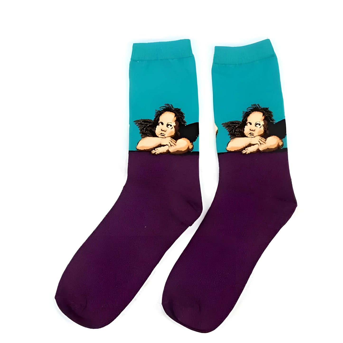 Purple Long Socks with Artistic Designs