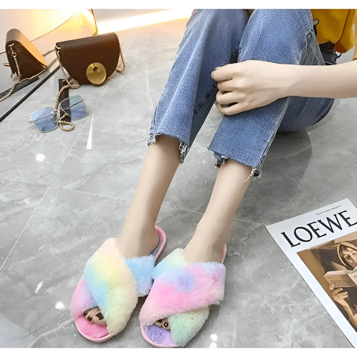 Rainbow Slippers for Women