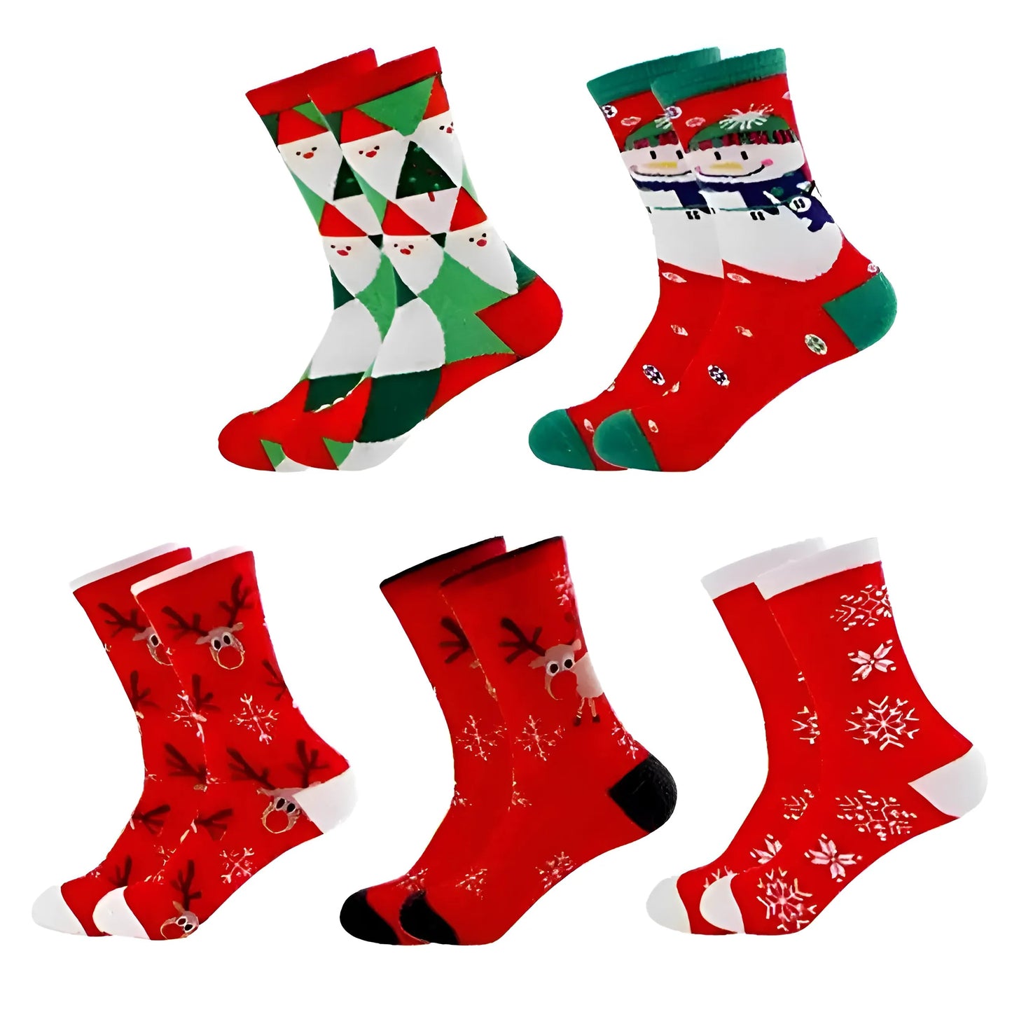 Red Christmas Socks - Pack of 5