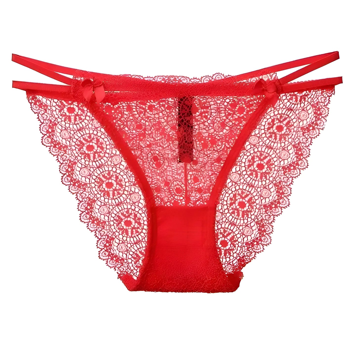 Red Lace Briefs with Straps