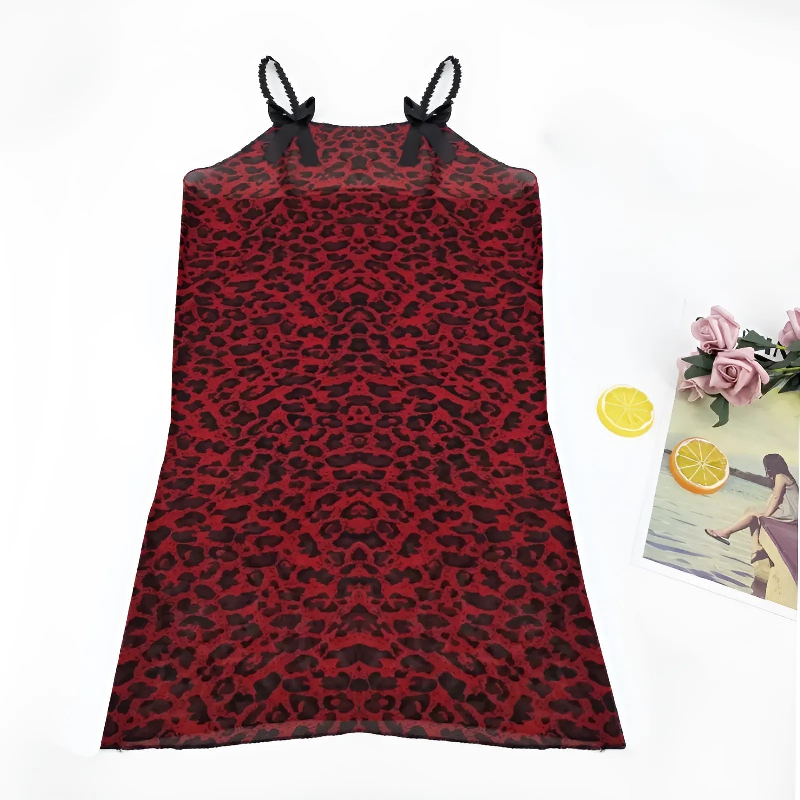 Red Leopard Print Nightdress