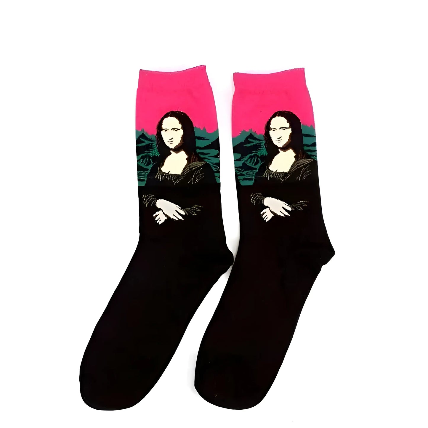 Red Long Socks with Artistic Designs