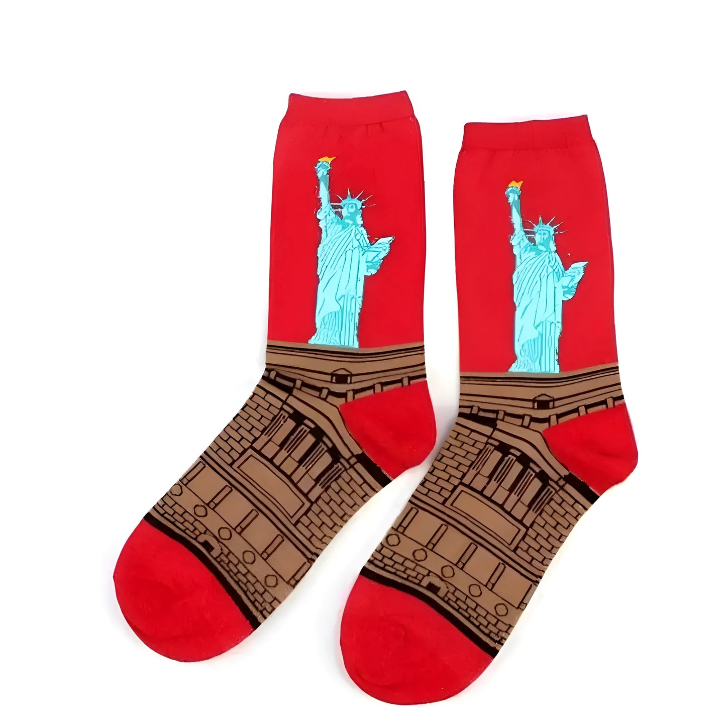 Red Long Socks with Artistic Designs