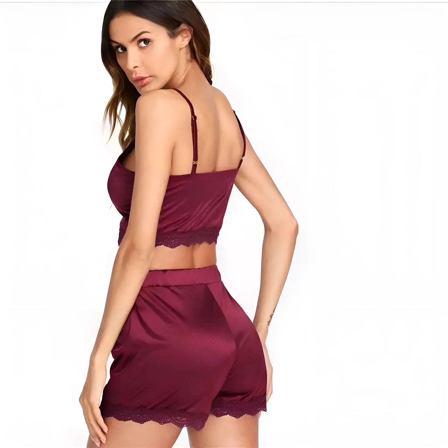 Satin Pyjama Set with Top and Shorts