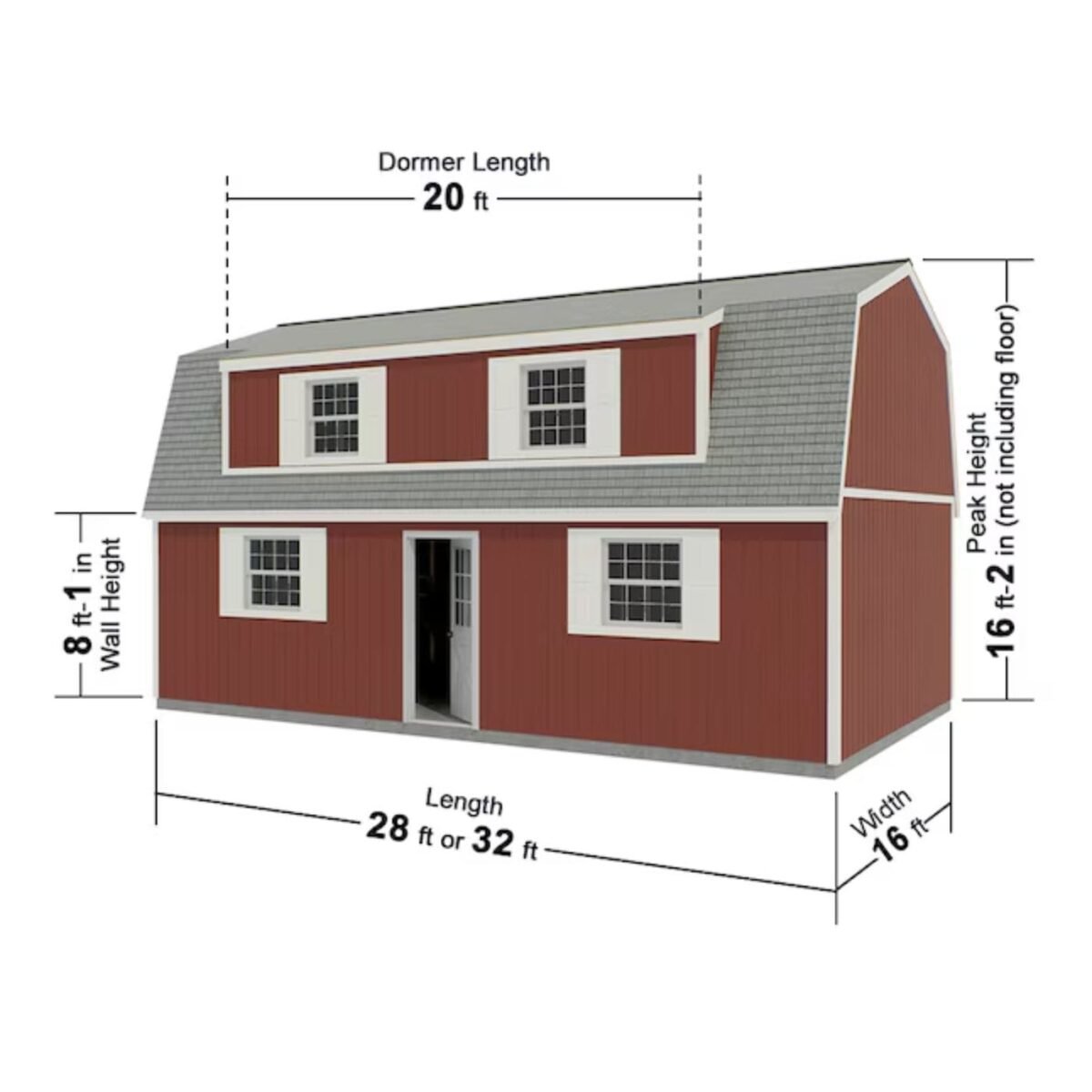 Best Barns Camp Reynolds 16' x 32' Two-Story Gambrel Wood Storage Shed