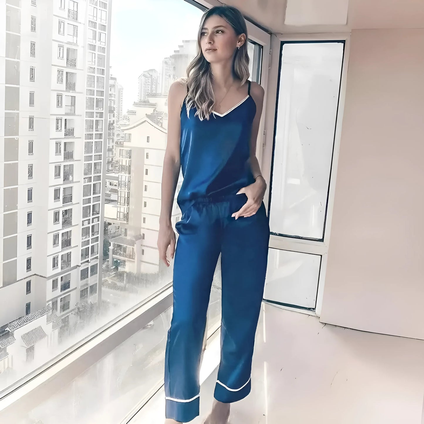 Silk Pyjama Set with Long Trousers