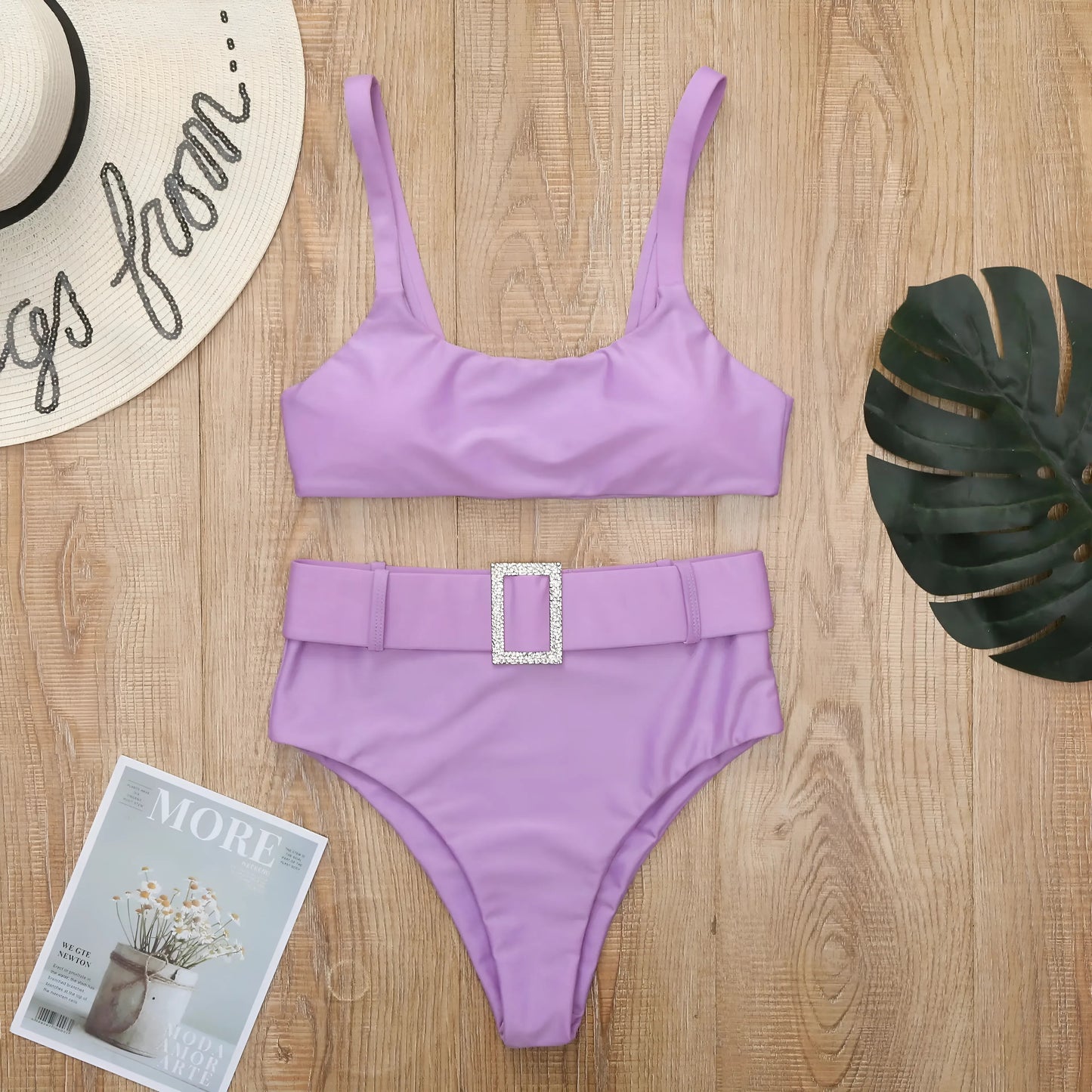 Two-Piece Swimsuit with Silver Buckle