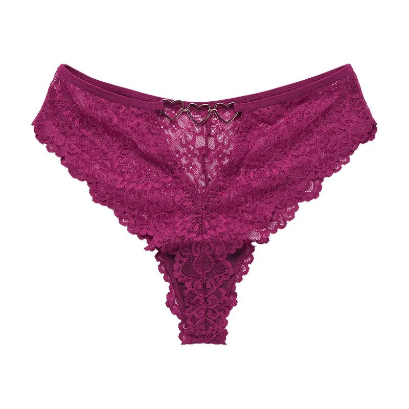 Underwear with decorative metal hearts