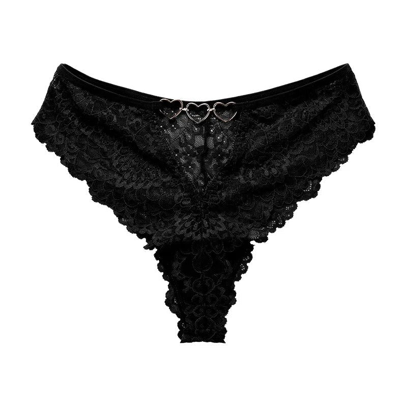 Underwear with decorative metal hearts