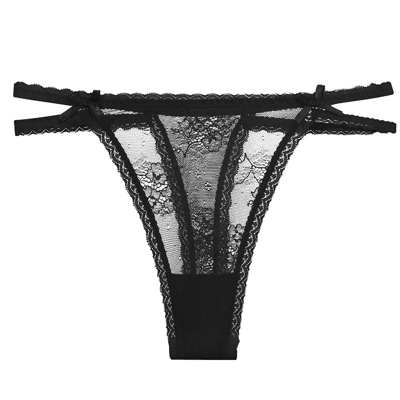 Lace thong with double straps on the hips