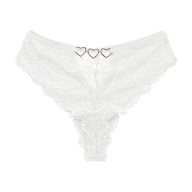 Underwear with decorative metal hearts
