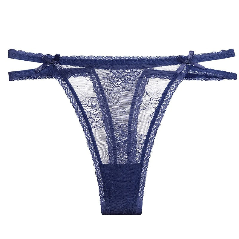 Lace thong with double straps on the hips