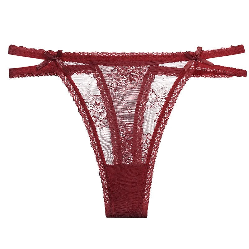 Lace thong with double straps on the hips