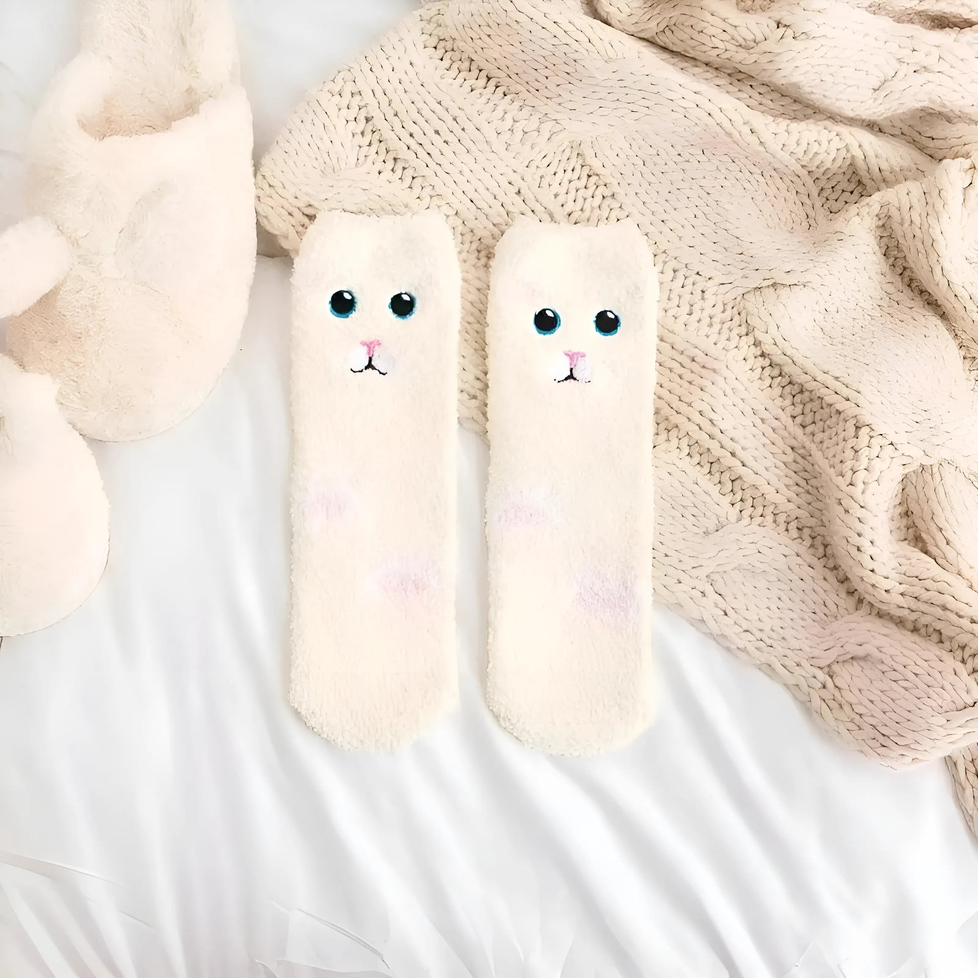White Animal-Themed Funky Socks