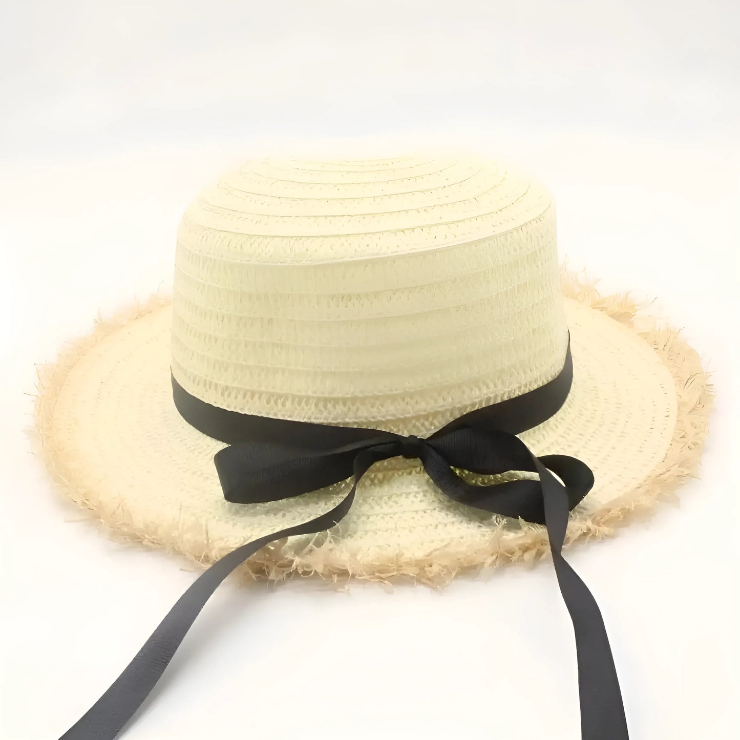 White Beach Hat with Bow