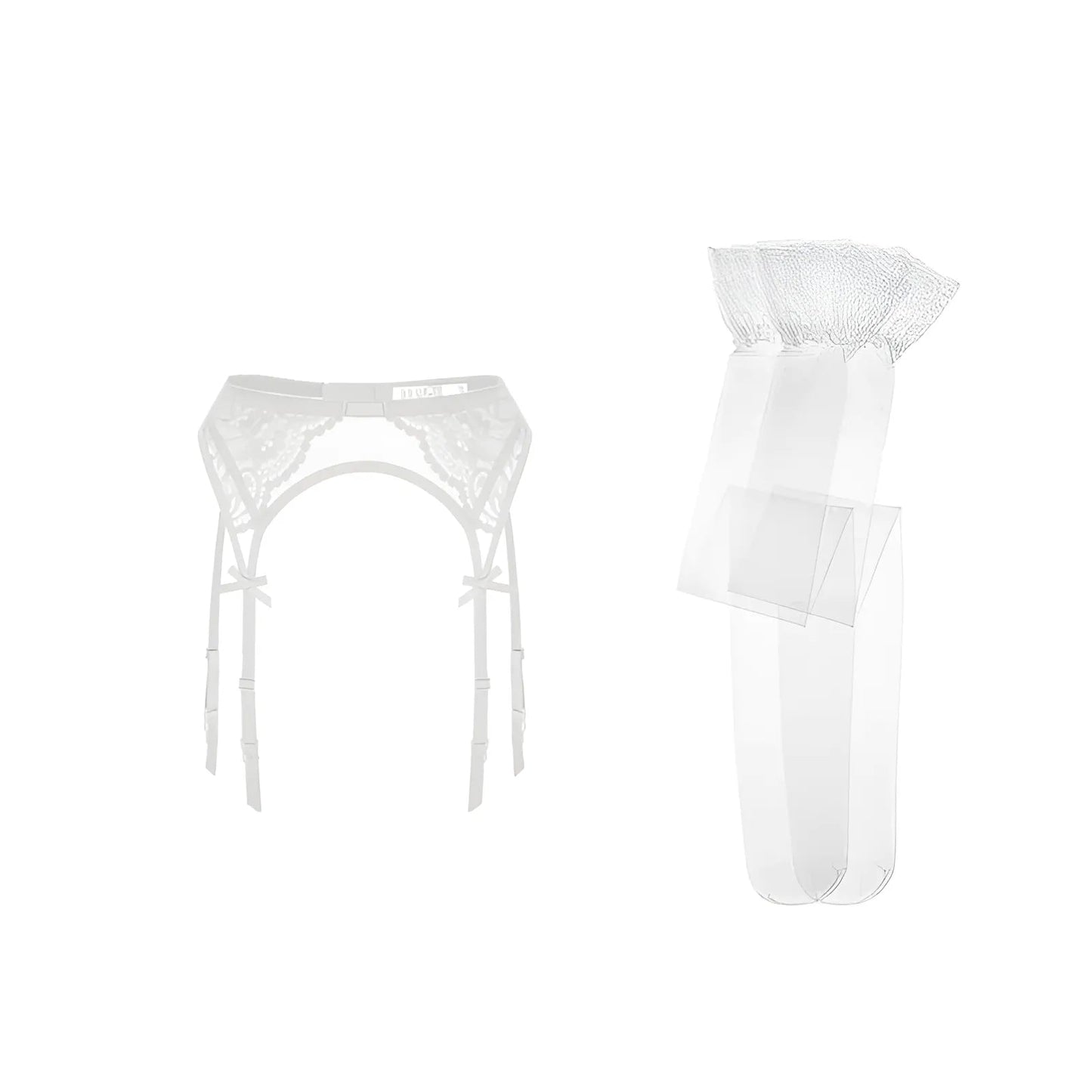 White Bridal Stockings with Suspender Belt
