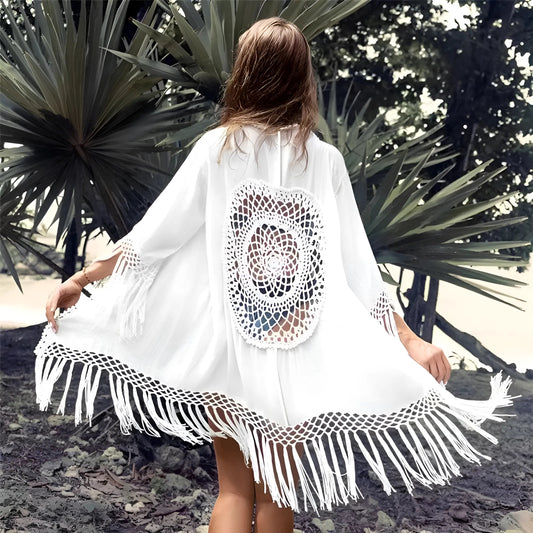 White Classic Beach Kimono